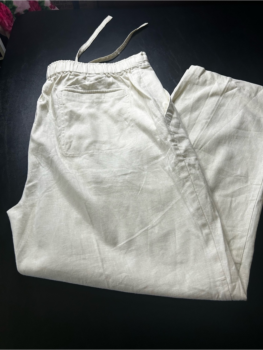 Cubavera Men's Off-White Drawstring Linen Joggers